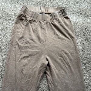 Casual Tan Elastic Waist Pants
